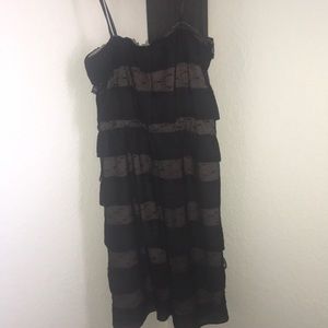 Black lace and chiffon bodycon dress
